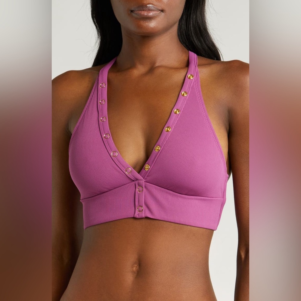 Robin Piccone Amy Halter Bikini Top, Lotus Color, Size Large, $138